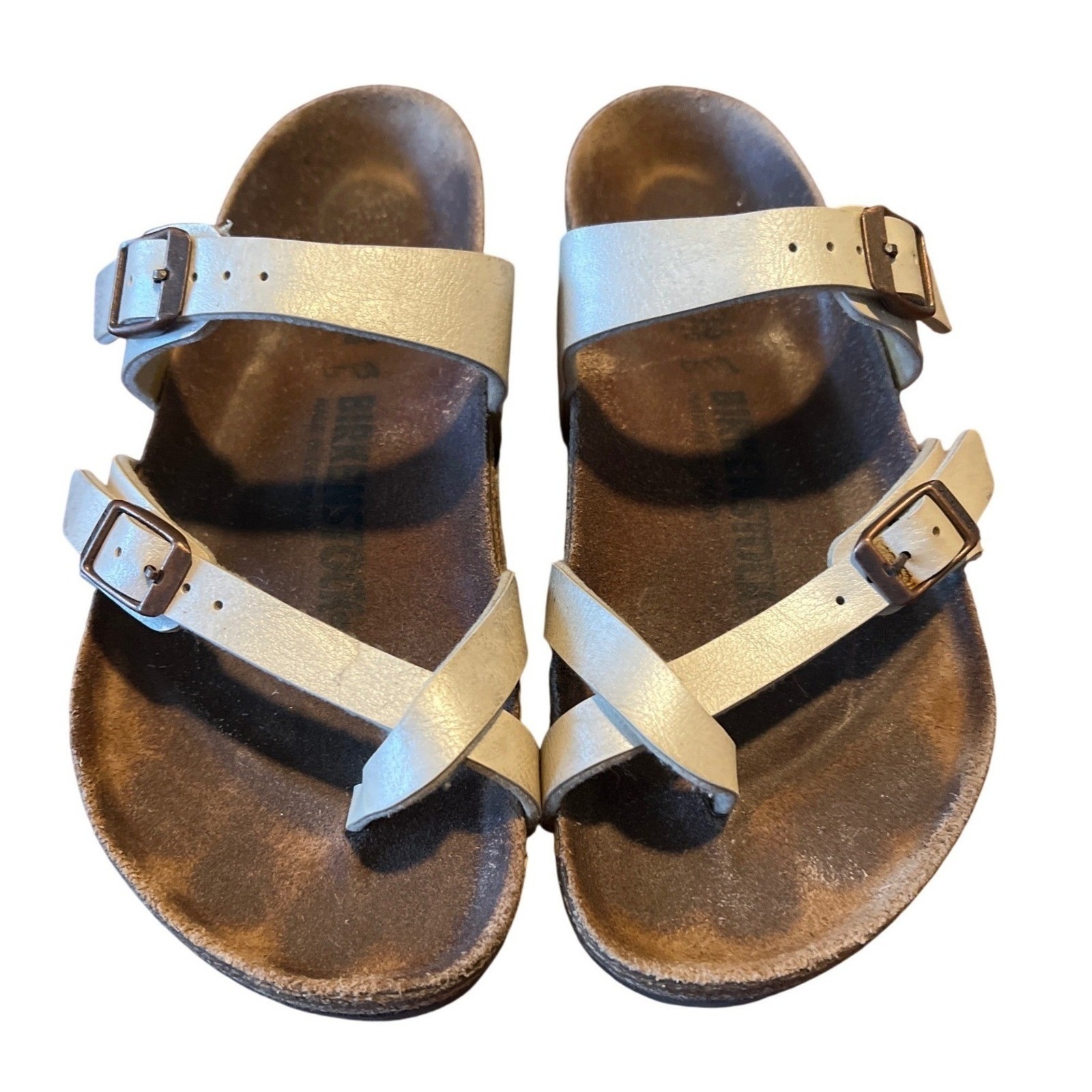 Birkenstock Mayari Sandals W Size 5.5 Metallic Beige Birko-Flor Thong Slide